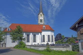 Church of the Assumption of the Virgin Mary with cemetery, Frauenzel, Allgäu, Bavaria, Germany