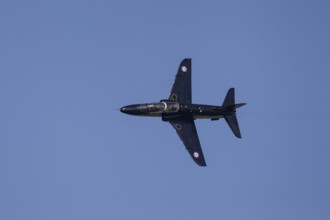 BAE Systems Hawk military jet aircraft in Royal air force RAF colours flying, England, United