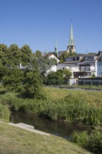 City view with the Holy Family Church Kamen, Sesekepark, Kamen, Ruhr area, North Rhine-Westphalia,