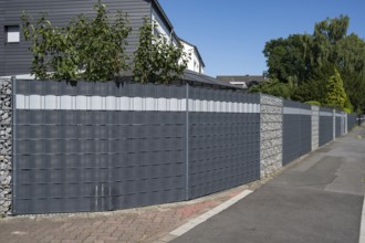 Double wire mesh fence with privacy strips Gabion elements, Kamen, Ruhr area, North