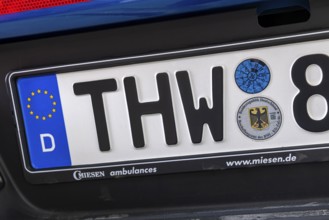 THW licence plate with approval seal of the Procurement Office of the BMI. Stuttgart,