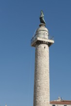 Above statue of Saint Peter Statue of Saint Peter the Apostle on 40 metre high Trajan's Column