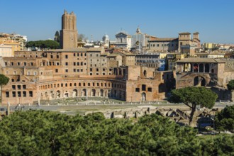 View from an elevated position on Trajan's Forum and Trajan's Markets Forum of Roman Emperor Trajan