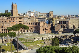 View from elevated position on Roman hill Quirinal Quirinal Hill with in front Forum of Roman