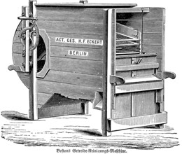 Boston's grain cleaning machine, woodworking, reworking, inscription, Act. Ges. H.F. Eckert Berlin,