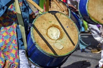 Congado Festival with musicians and their drums and colorful clothes on the streets of Belo
