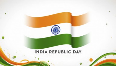 An illustration celebrating India's Republic Day with a vibrant Indian flag design, blending