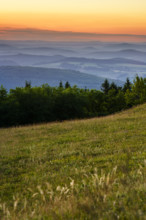 View from the Wasserkuppe at dusk, Hesse, Germany
