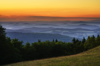 View from the Wasserkuppe at dusk, Hesse, Germany
