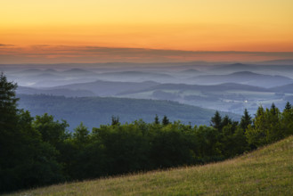View from the Wasserkuppe at dusk, Hesse, Germany