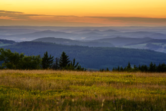 View from the Wasserkuppe at dusk, Hesse, Germany