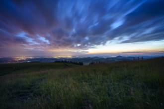 View from the Wasserkuppe at dusk, Hesse, Germany
