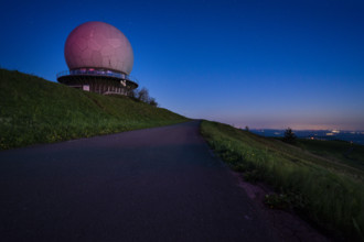 Wasserkuppe with radome at dusk, Hesse, Germany