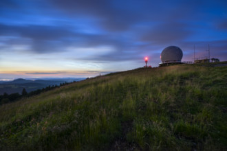Wasserkuppe with radome at dusk, Hesse, Germany