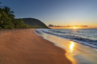 Beach of Grande Anse, sunset, Deshaies, Basse Terre, Guadeloupe, French Antilles, Caribbean