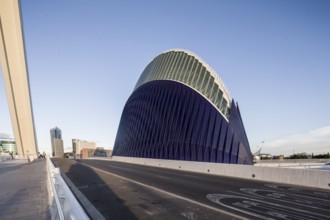 Modern building in geometric form in the sunshine