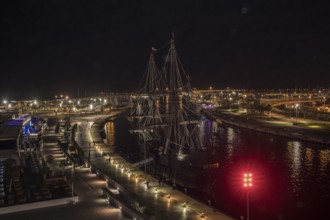 Galleon moored at the harbour Night shot