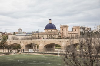 Football pitch under a bridge Valencia Spain