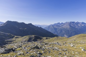 Landscape panorama, summit cross, Brennkogel, hiker, GroÃŸglockner, Pinzgau