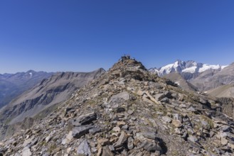 Landscape panorama, summit cross, Brennkogel, hiker, GroÃŸglockner, Pinzgau