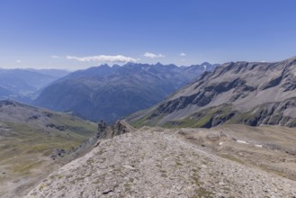 Landscape panorama, summit cross, Brennkogel, hiker, GroÃŸglockner, Pinzgau