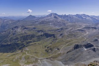 Landscape panorama, summit cross, high alpine road, Brennkogel, hiker, GroÃŸglockner, Pinzgau