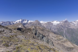 Landscape panorama, summit cross, Brennkogel, hiker, GroÃŸglockner, Pinzgau