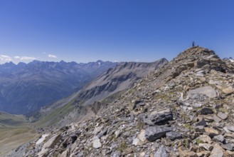 Landscape panorama, summit cross, Brennkogel, hiker, GroÃŸglockner, Pinzgau