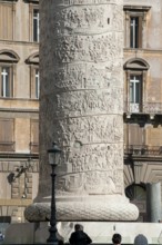View of part of pedestal and details of spiral marble relief on column of honour Victory Column