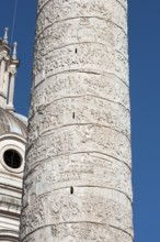Detail of spiral marble relief on column of honour Victory Column from year 113 with scenes from