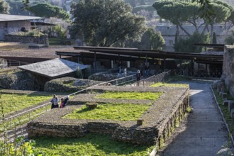 Foundations of an important ancient sanctuary Temple of the goddess Iuno Juno, in the background