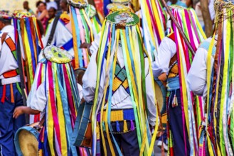 Congado parade through the streets of Belo Horizonte with its typical and colorful clothes, Belo