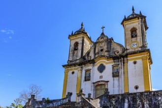 Baroque church seen from below in the historic city of Ouro Preto in Minas Gerais, Ouro Preto,