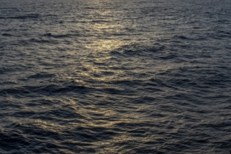 Background image, water surface in evening light, waves in the sea at sunset, Tokyo Bay, Japan