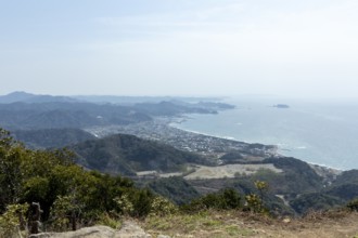 View of the sea and the town of Hama-Kanaya just in front of the summit of Mount Nokogiri, Mount