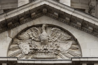 St. Pauls cathedral close up of a eagle figure on the outside of the building, City of London,
