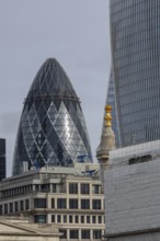 The Gherkin skyscraper building, City of London, England, United Kingdom