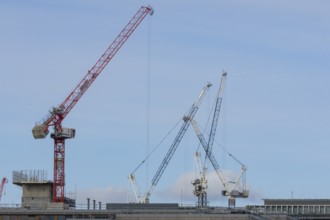 Mechanical cranes on buildings, City of London, England, United Kingdom