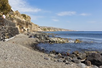 Akrotiri Beach, coastline at Akrotiri, Santorini, Cyclades, Greece
