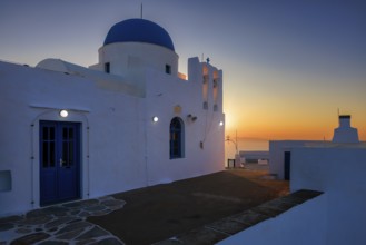 Sunrise at The chapel of Agios Symeon, Sifnos, Cyclades Islands, Greece