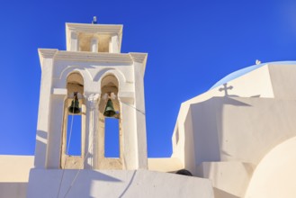 The bell tower of the church Evangelistria, Kato Chora, Serifos, Cyclades Islands, Greece