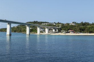 Architecture, Sesoko Bridge and Anchi-hama Beach, sandy beach of Sesoko-jima, Sesoko Island,