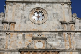 Church faÃ§ade, detail, Church of St Stephen, Starigrad, island of Hvar, Dalmatia, Croatia