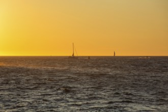 Sunset over the sea, sailing ship, near Starigrad, Dalmatia, Croatia