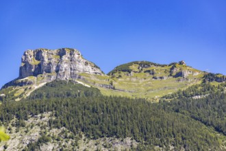 Majestic mountain formation under a clear blue sky, Loser, Altaussee, Styria, Austria