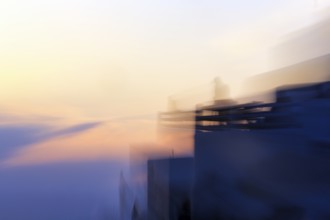 Holiday homes, evening sky, wipe effect, abstract, Oia, Thira, Santorini, Cyclades, Greece