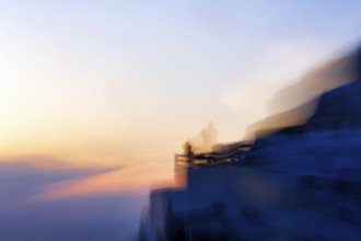 Holiday homes, evening sky, wipe effect, abstract, Oia, Thira, Santorini, Cyclades, Greece