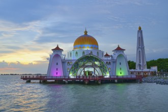 Malacca Straits or Selat Mosque at sunset, Malacca, Malaysia