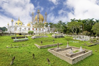 Ubudiah Mosque with golden dome in Moorish style, Kuala Kangsar, Perak state, Malaysia