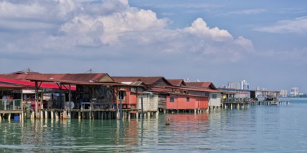 Stilts houses in front of Tan jetty, George Town, Penang, Malaysia